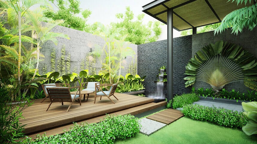 Tiểu cảnh ngoài trời hiện đại